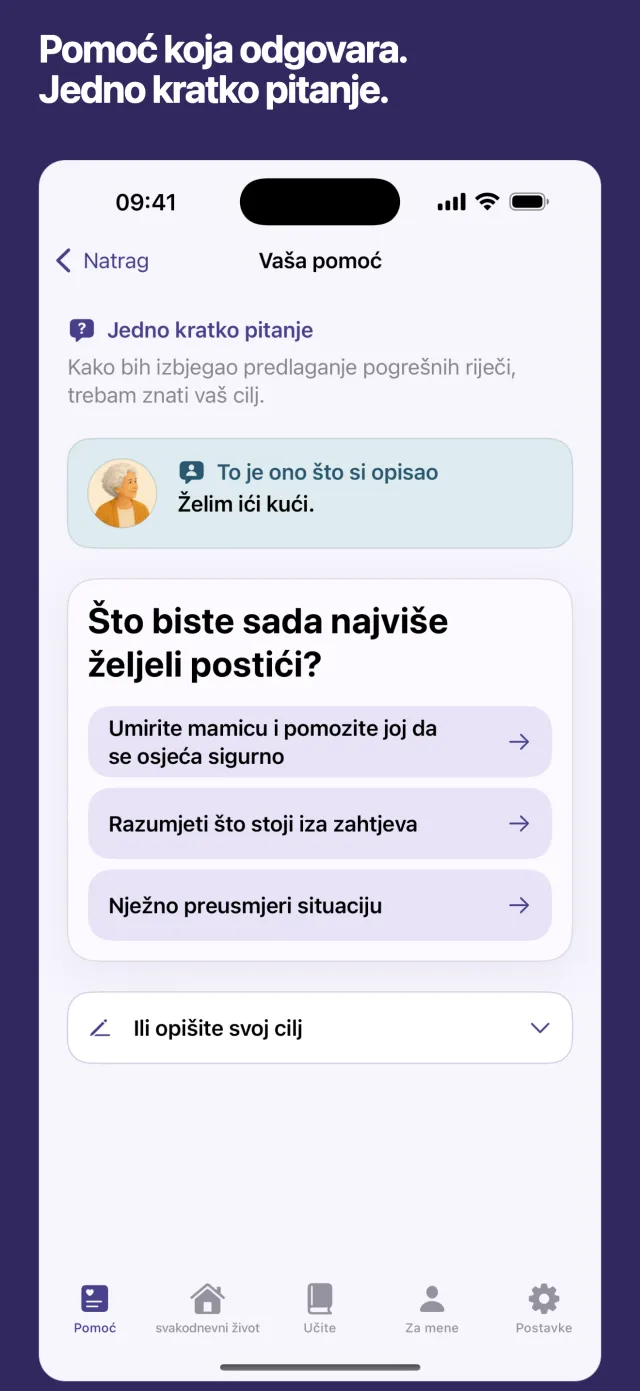 Pomoć koja odgovara. Jedno kratko pitanje.