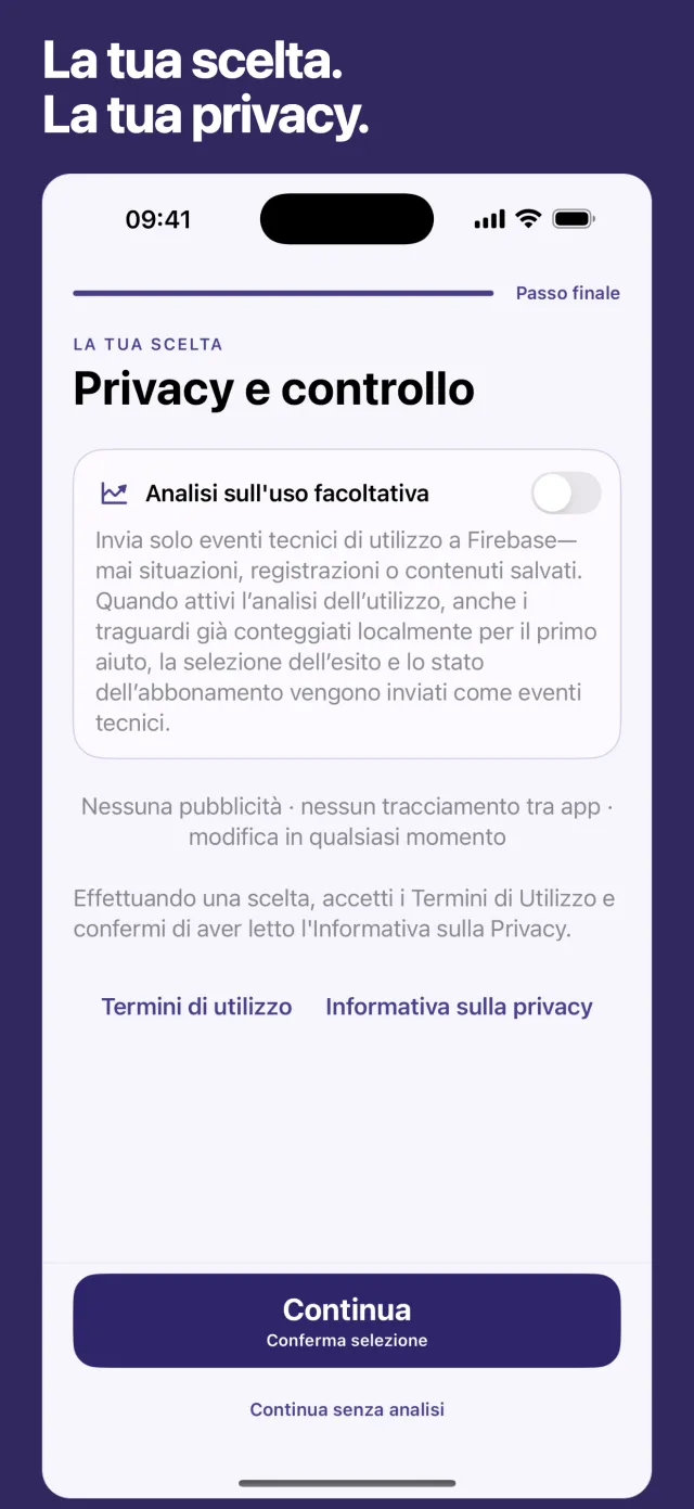 La tua scelta. La tua privacy.
