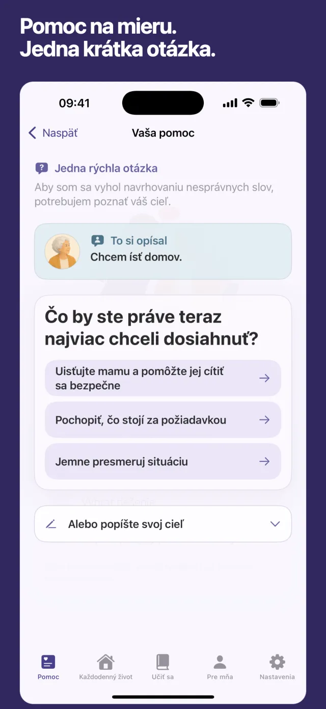 Pomoc na mieru. Jedna krátka otázka.