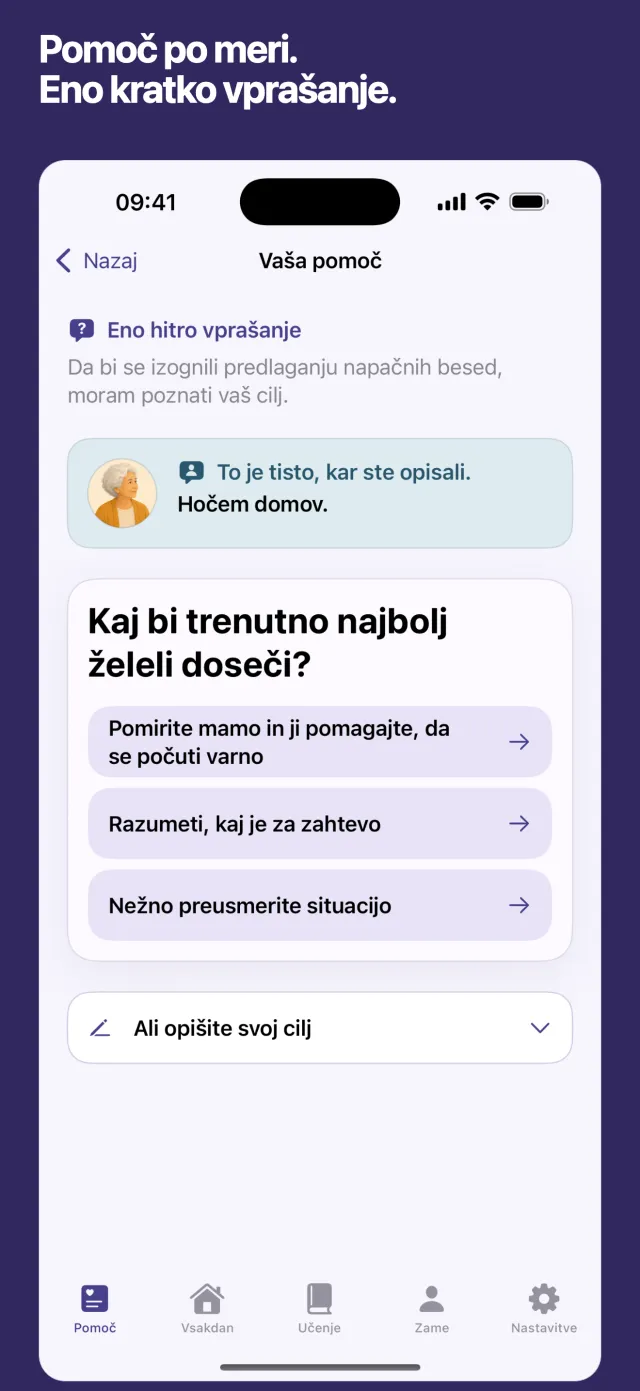 Pomoč po meri. Eno kratko vprašanje.