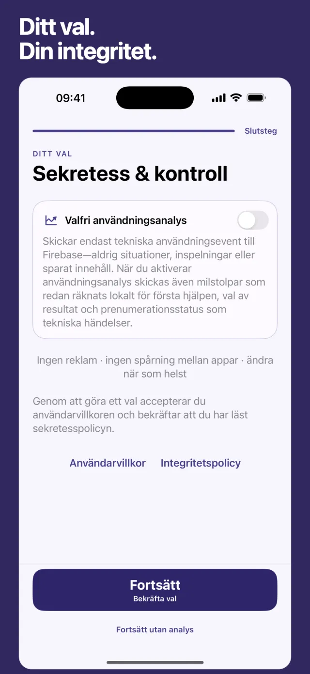 Ditt val. Din integritet.