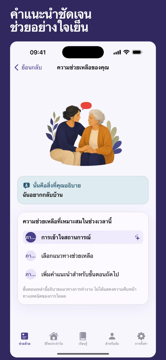คำแนะนำชัดเจน ช่วยอย่างใจเย็น