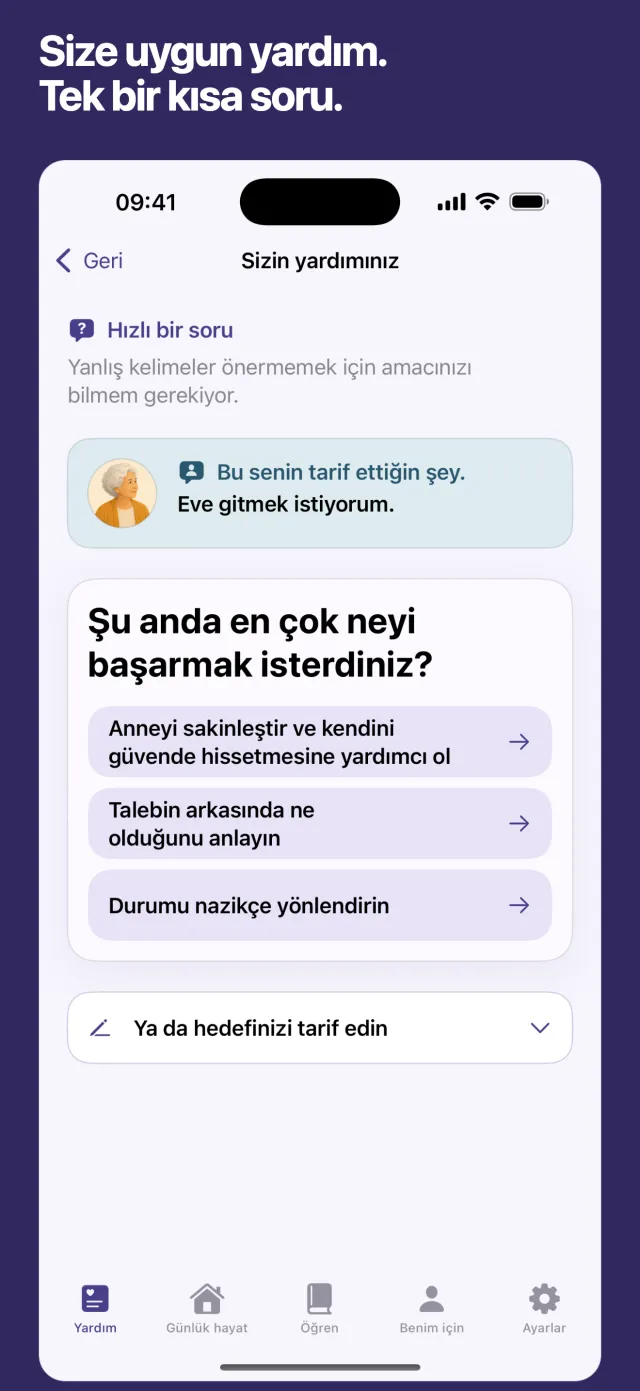 Size uygun yardım. Tek bir kısa soru.